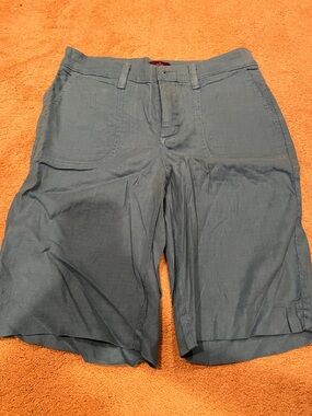 NYDJ Women’s  Blue Flat-Front Casual linen Shorts